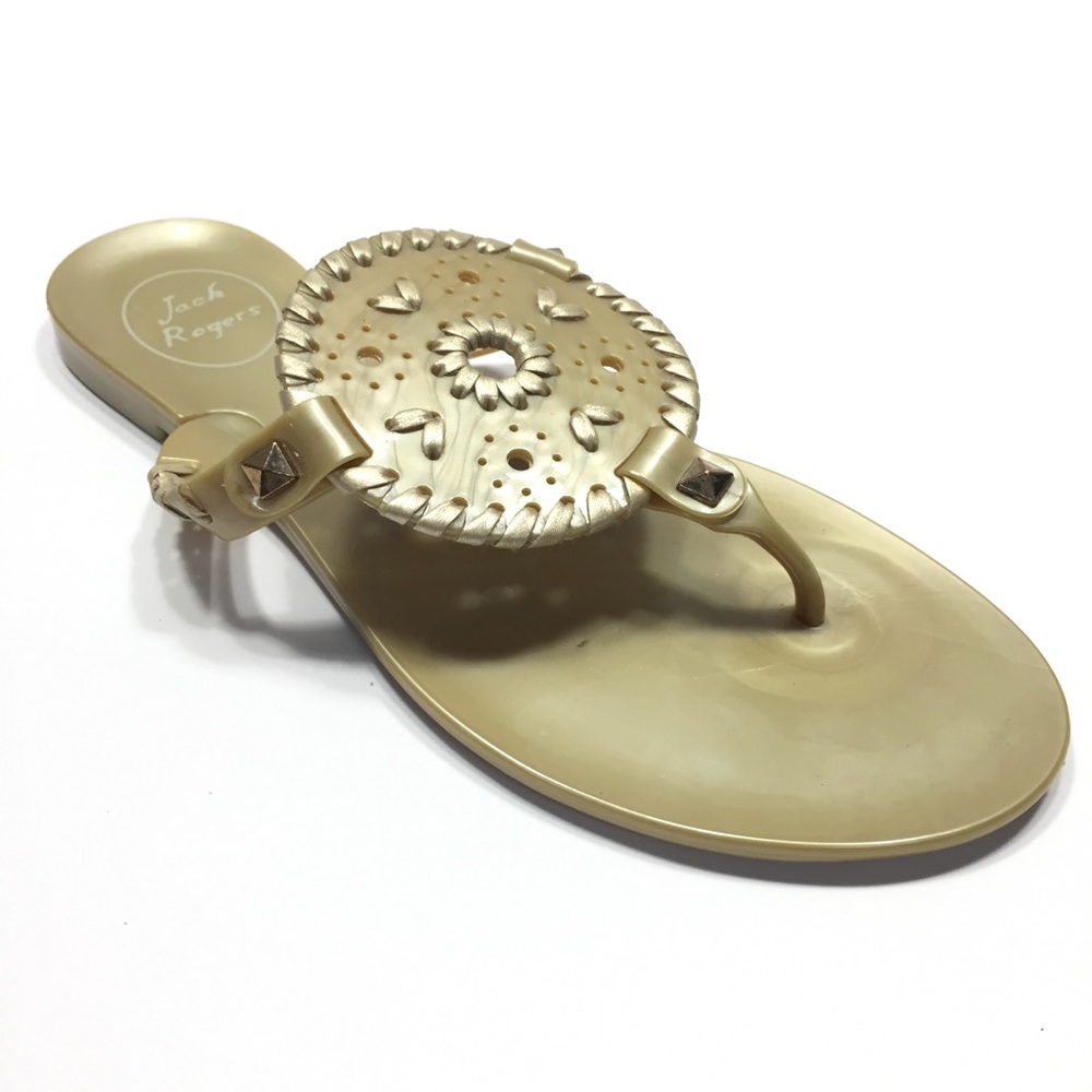 Jack Rogers gold jelly sandals Sz 6 never worn GUC